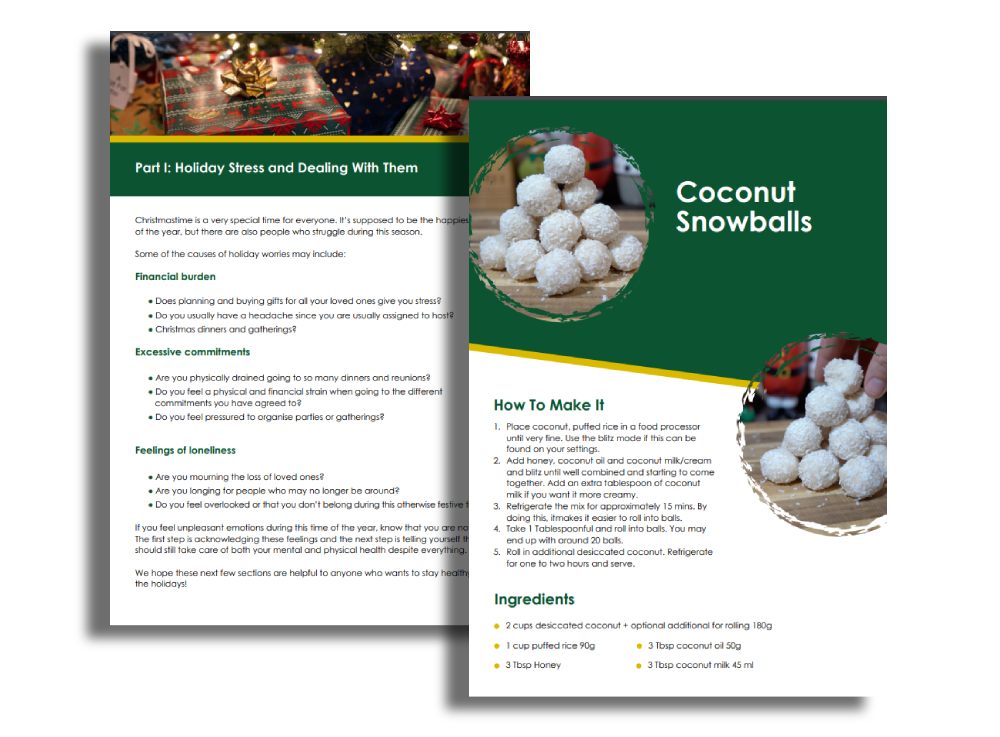 preview of the free christmas recipes ebook by bodyslims